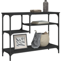 vidaXL Console Table with Shelves Black 100x35x75 cm