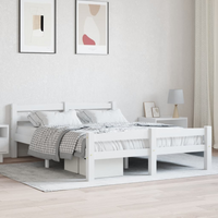 vidaXL Bed Frame without Mattress White Solid Pinewood 120x200 cm