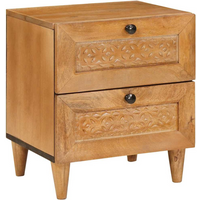 vidaXL Bedside Table Light brown 40 x 33 x 46 cm Solid mango wood