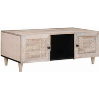 vidaXL Coffee Table with Shelf Beige 100 x 54 x 40 cm Solid mango wood