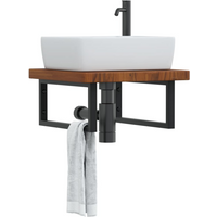 vidaXL Basin Shelf Wall Mounted Steel and Solid Wood Oak