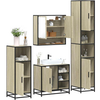 vidaXL 4 Piece Bathroom Furniture Set Sonoma Oak Engineered Wood
