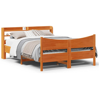 vidaXL Bed Frame with Headboard Wax Brown 140x200 cm Solid Wood Pine
