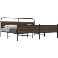 vidaXL Metal Bed Frame without Mattress Brown Oak 193x203 cm