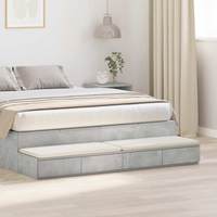 vidaXL Bed Drawers Concrete grey 135 x 36.5 x 16.5 cm Engineered wood