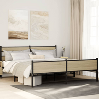 vidaXL Metal Bed Frame without Mattress Sonoma Oak 183x213 cm