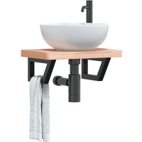 vidaXL Basin Shelf Wall Mounted Steel and Solid Wood Beech