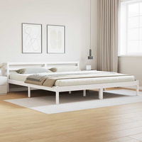 vidaXL Bed Frame White 215.5 x 185.5 x 69.5 cm Solid Pine Wood