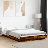 vidaXL Bed Frame with LED Lights without Mattress Smoked Oak 120x200cm