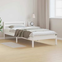 vidaXL Bed Frame White 215.5 x 95.5 x 69.5 cm Solid Pine Wood