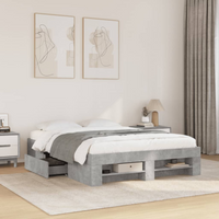vidaXL Bed Frame without Mattress Concrete Grey 140x200cm Engineered Wood