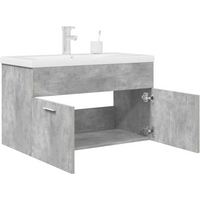 vidaXL Bathroom Sink Cabinet with Built-in Basin and Faucet Concrete Grey