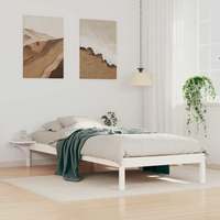 vidaXL Bed Frame with Side Tables White 80 x 220 cm Solid Pine Wood