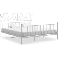 vidaXL Bed Frame without Mattress White Metal 180x200 cm Super King
