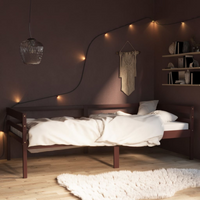 vidaXL Bed Frame without Mattress Dark Brown Solid Pinewood 90x200 cm