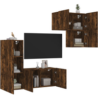 vidaXL 4 Piece TV Wall Units Smoked Oak Engineered Wood