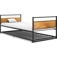 vidaXL Pull-out Bed Frame without Mattress Black Metal 90x200 cm