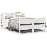 vidaXL Bed Frame with Headboard White 140x200 cm Solid Wood Pine