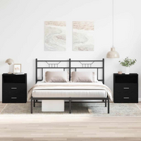 vidaXL Nightstand 2 pcs Black oak 50 x 32 x 60cm Engineered wood