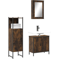 vidaXL 3 Piece Bathroom Furniture Set Smoked Oak Engineered Wood