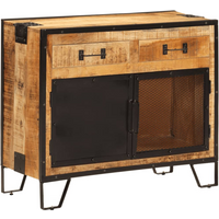 vidaXL Sideboard 80x31x66 cm Solid Rough Wood Mango and Metal
