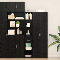 vidaXL Highboard Black oak 30 x 42.5 x 185 cm Engineered wood