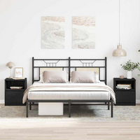 vidaXL Bedside Cabinet 2 pcs Black oak 40 x 40 x 50 cm Engineered wood