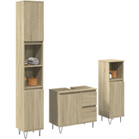 vidaXL 3 Piece Bathroom Furniture Set Sonoma Oak Engineered Wood