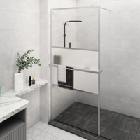 vidaXL Walk-in Shower Wall with Shelf Chrome 90x195 cm ESG Glass&Aluminium