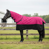 vidaXL Horse Blanket Pink and Black 145 cm Polyester