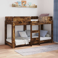 vidaXL Bunk Bed for Kids Smoked Oak 75 x 190 cm Engineered Wood