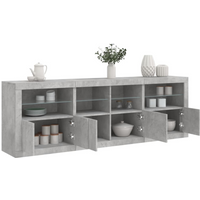 vidaXL Sideboard with LED Lights Concrete Grey 202x37x67 cm