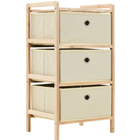 vidaXL Storage Rack with 3 Nonwoven Baskets Cedar Wood Beige
