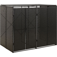 vidaXL Double Wheelie Bin Shed Black 140x80x117 cm Poly Rattan