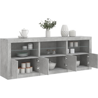 vidaXL Sideboard with LED Lights Concrete Grey 181.5x37x67 cm