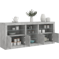 vidaXL Sideboard with LED Lights Concrete Grey 162x37x67 cm