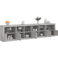 vidaXL Sideboard with LED Lights Concrete Grey 283x37x67 cm