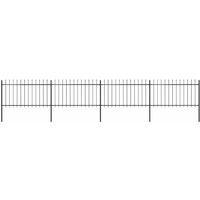 vidaXL Garden Fence with Spear Top Steel 714.5x100 cm Black
