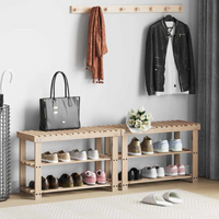 vidaXL 2-in-1 Shoe Rack with Bench Top 2 pcs Solid Wood