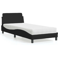 vidaXL Bed with Mattress "Dover" Black Single Fabric