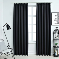 vidaXL Blackout Curtains with Hooks 2 pcs Black 140x225 cm