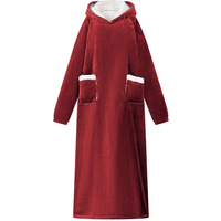 vidaXL Blanket Hoodie Bordeaux Red L Fleece and Flannel