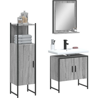 vidaXL 3 Piece Bathroom Cabinet Set Grey Sonoma Engineered Wood