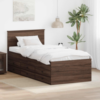 vidaXL Daybed Manual Brown Oak and Black 75 x 190 cm Engineered Wood