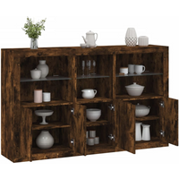 vidaXL Sideboard with LED Lights Smoked Oak 162x37x100 cm