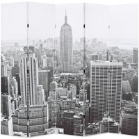 vidaXL Folding Room Divider 200x170 cm New York by Day Black and White