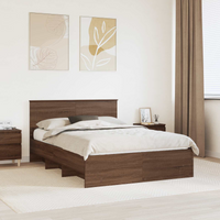 vidaXL Bed Frame with Headboard Brown Oak 140 x 200 cm Engineered Wood