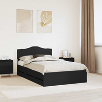 vidaXL Bed Frame with Drawer Black 120 x 200 cm Engineer Wood