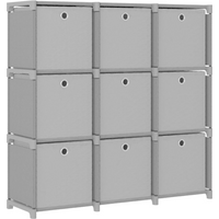 vidaXL 9-Cube Display Shelf with Boxes Grey 103x30x107.5 cm Fabric