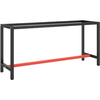 vidaXL Work Bench Frame Matte Black and Matte Red 170x50x79 cm Metal